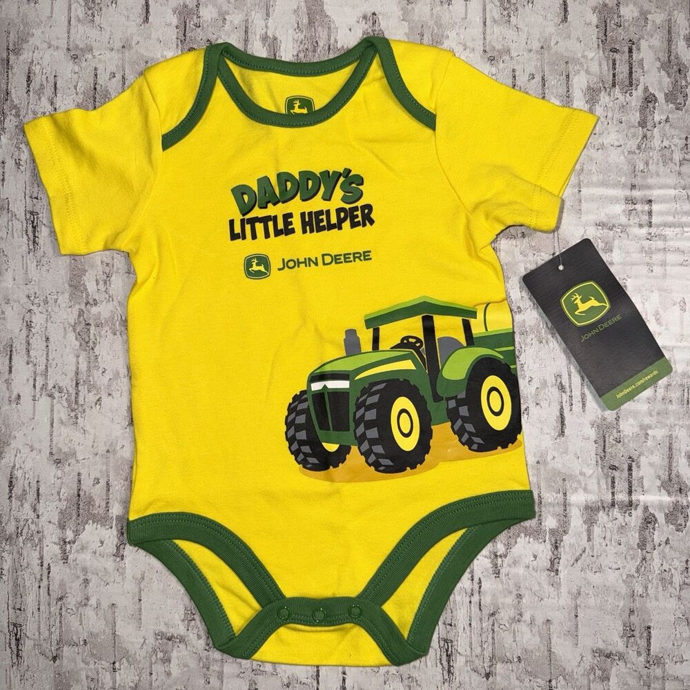 New John Deere Tractor " Daddy's Little Helper " Boy's Size 9/12 Months Bodysuit